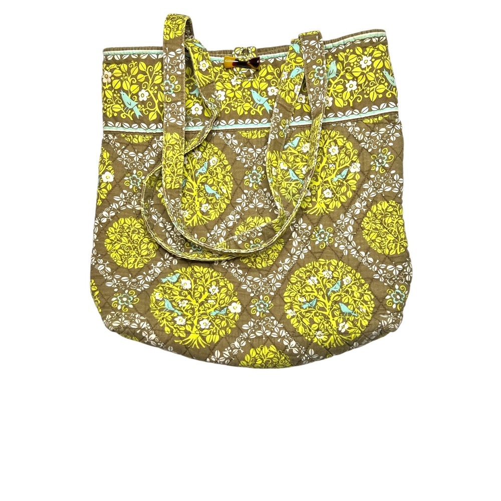 Vera Bradley Retired "Sittin' In A Tree"  Tote Bag Brown Lime w/ Toggl